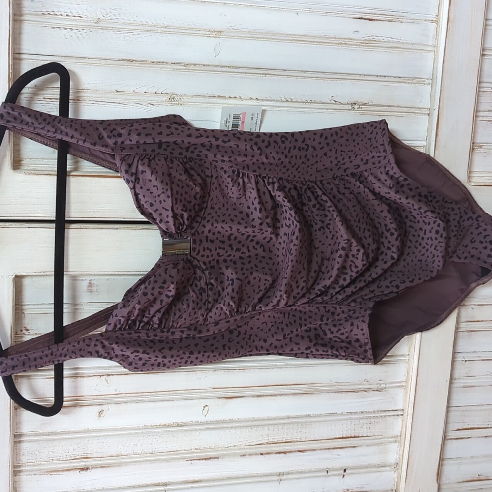 Calvin Klein, dark taupe and black animal print one piece swimsuit. Sz 10
